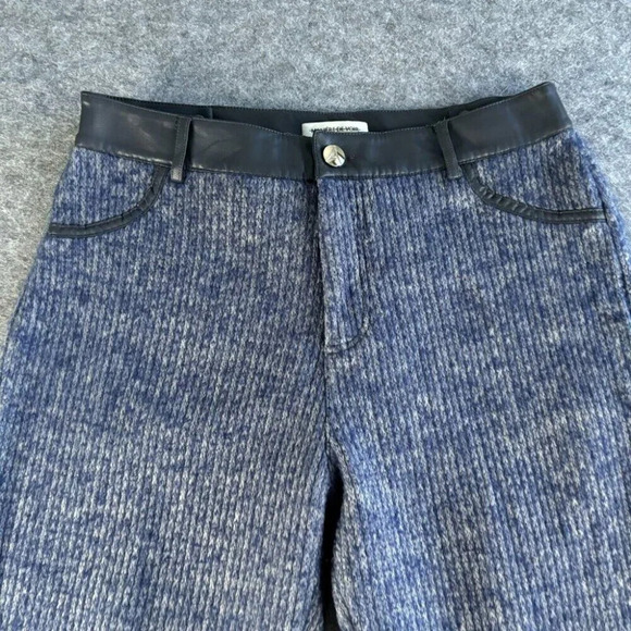 Manier De Voir Womens Knit Straight Leg Pants US 10 Blue Ribbed Tapered 760 - Picture 2 of 16